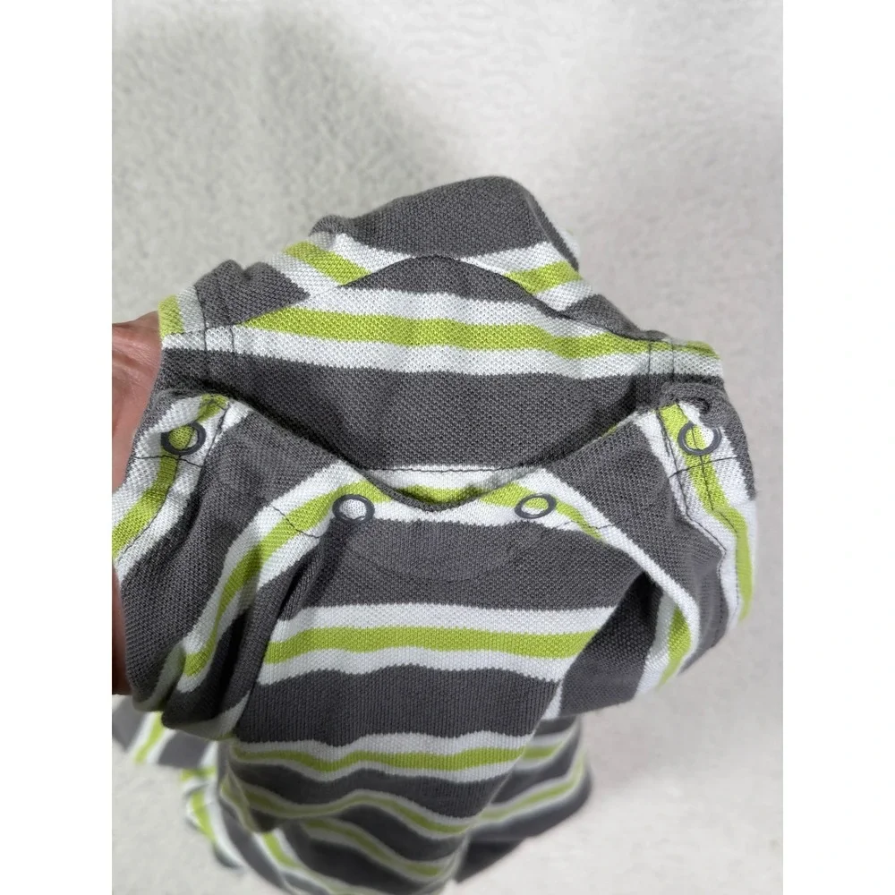 US Polo Assn Baby Boys Striped Polo Romper Grey Lime Green 6/9M